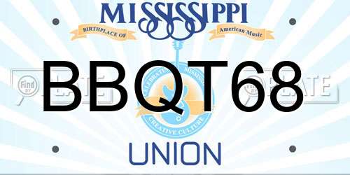 BBQT68 Mississippi License Plate