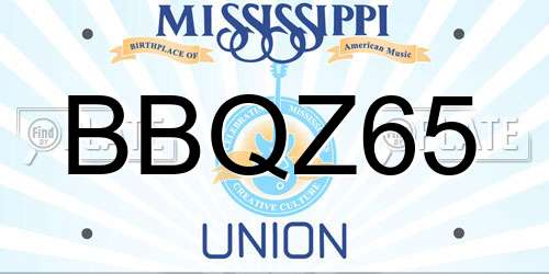 BBQZ65 Mississippi License Plate