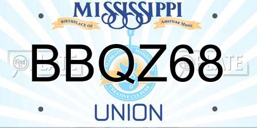 BBQZ68 Mississippi License Plate