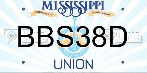 BBS38D Mississippi License Plate