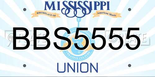 BBS5555 Mississippi License Plate