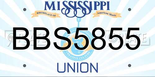 BBS5855 Mississippi License Plate