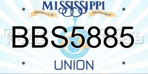 BBS5885 Mississippi License Plate