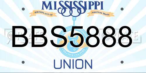 BBS5888 Mississippi License Plate