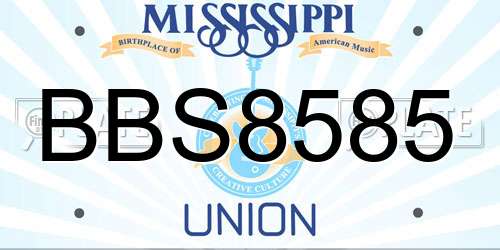 BBS8585 Mississippi License Plate