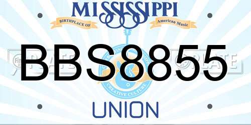 BBS8855 Mississippi License Plate