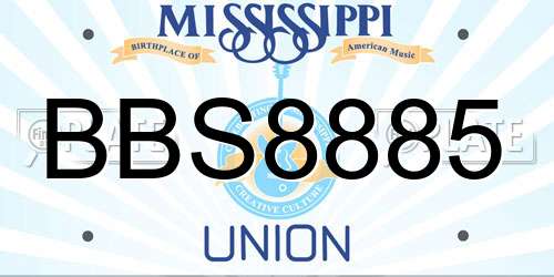 BBS8885 Mississippi License Plate