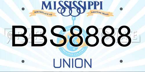 BBS8888 Mississippi License Plate