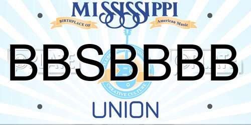 BBSBBBB Mississippi License Plate