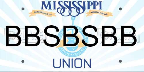 BBSBSBB Mississippi License Plate