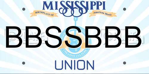 BBSSBBB Mississippi License Plate