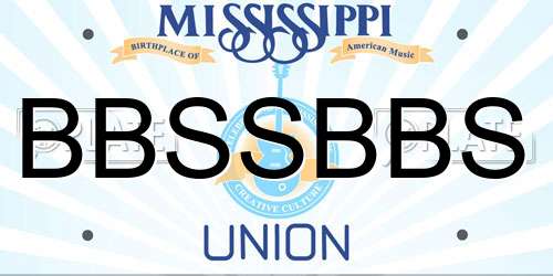 BBSSBBS Mississippi License Plate
