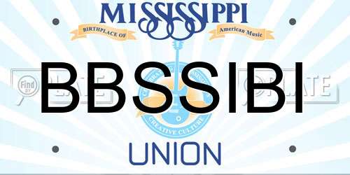 BBSSIBI Mississippi License Plate