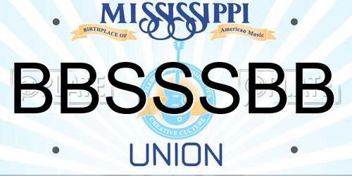 BBSSSBB Mississippi License Plate