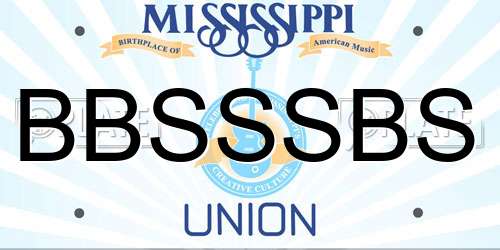 BBSSSBS Mississippi License Plate