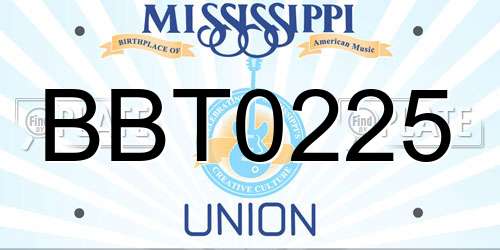 BBT0225 Mississippi License Plate