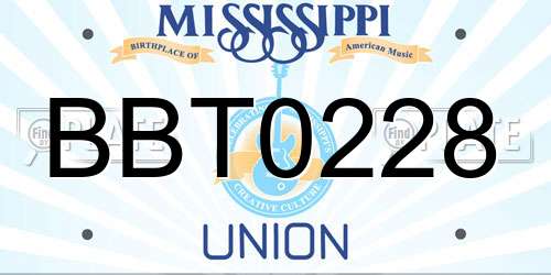 BBT0228 Mississippi License Plate