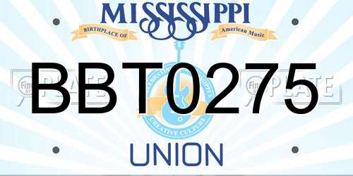 BBT0275 Mississippi License Plate