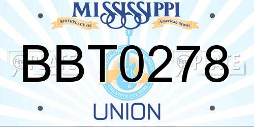 BBT0278 Mississippi License Plate