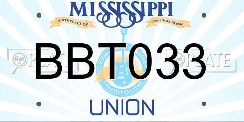 BBT033 Mississippi License Plate