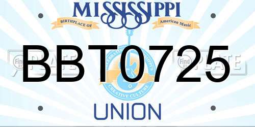 BBT0725 Mississippi License Plate