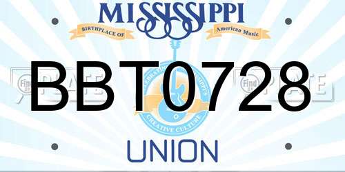 BBT0728 Mississippi License Plate