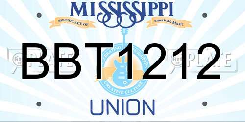 BBT1212 Mississippi License Plate