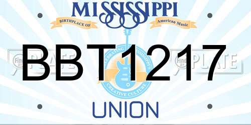 BBT1217 Mississippi License Plate