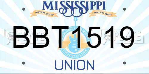 BBT1519 Mississippi License Plate