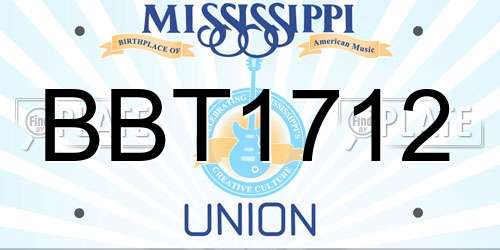 BBT1712 Mississippi License Plate