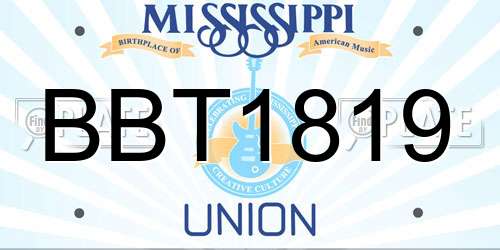 BBT1819 Mississippi License Plate