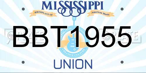BBT1955 Mississippi License Plate
