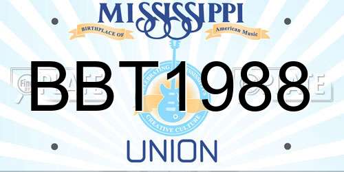 BBT1988 Mississippi License Plate