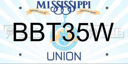 BBT35W Mississippi License Plate