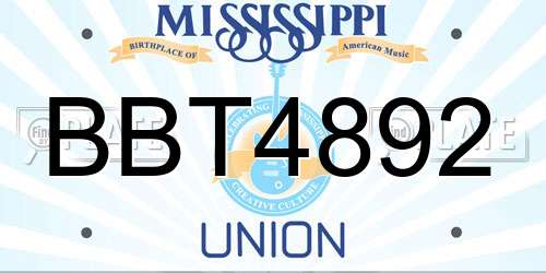 BBT4892 Mississippi License Plate