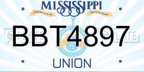 BBT4897 Mississippi License Plate