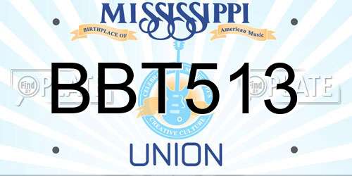 BBT513 Mississippi License Plate