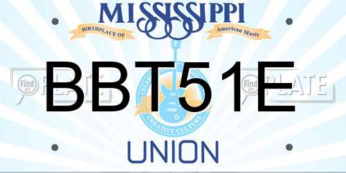 BBT51E Mississippi License Plate