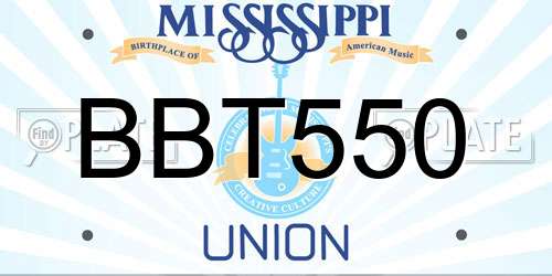 BBT550 Mississippi License Plate