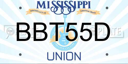 BBT55D Mississippi License Plate