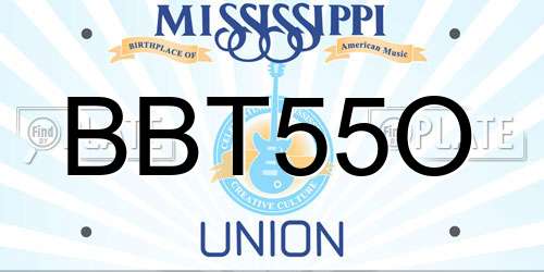 BBT55O Mississippi License Plate