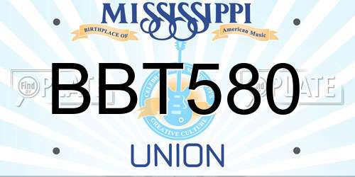 BBT580 Mississippi License Plate