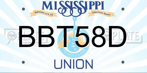BBT58D Mississippi License Plate