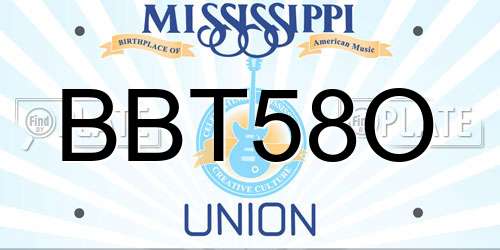 BBT58O Mississippi License Plate