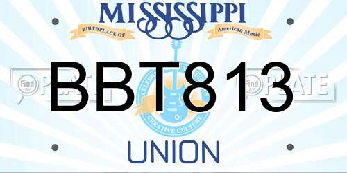 BBT813 Mississippi License Plate