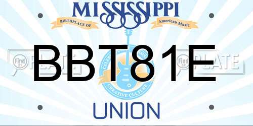 BBT81E Mississippi License Plate