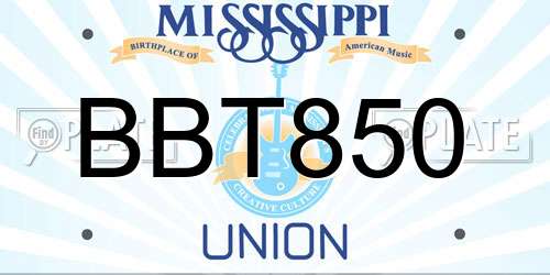 BBT850 Mississippi License Plate