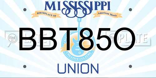BBT85O Mississippi License Plate