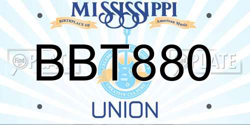 BBT880 Mississippi License Plate