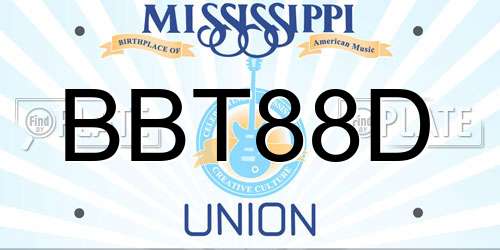 BBT88D Mississippi License Plate